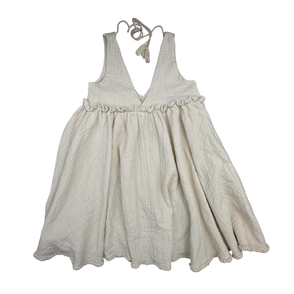 One Teaspoon Dress Womens Size XXS Cream V Neck Oversize Babydoll Pockets Cotton